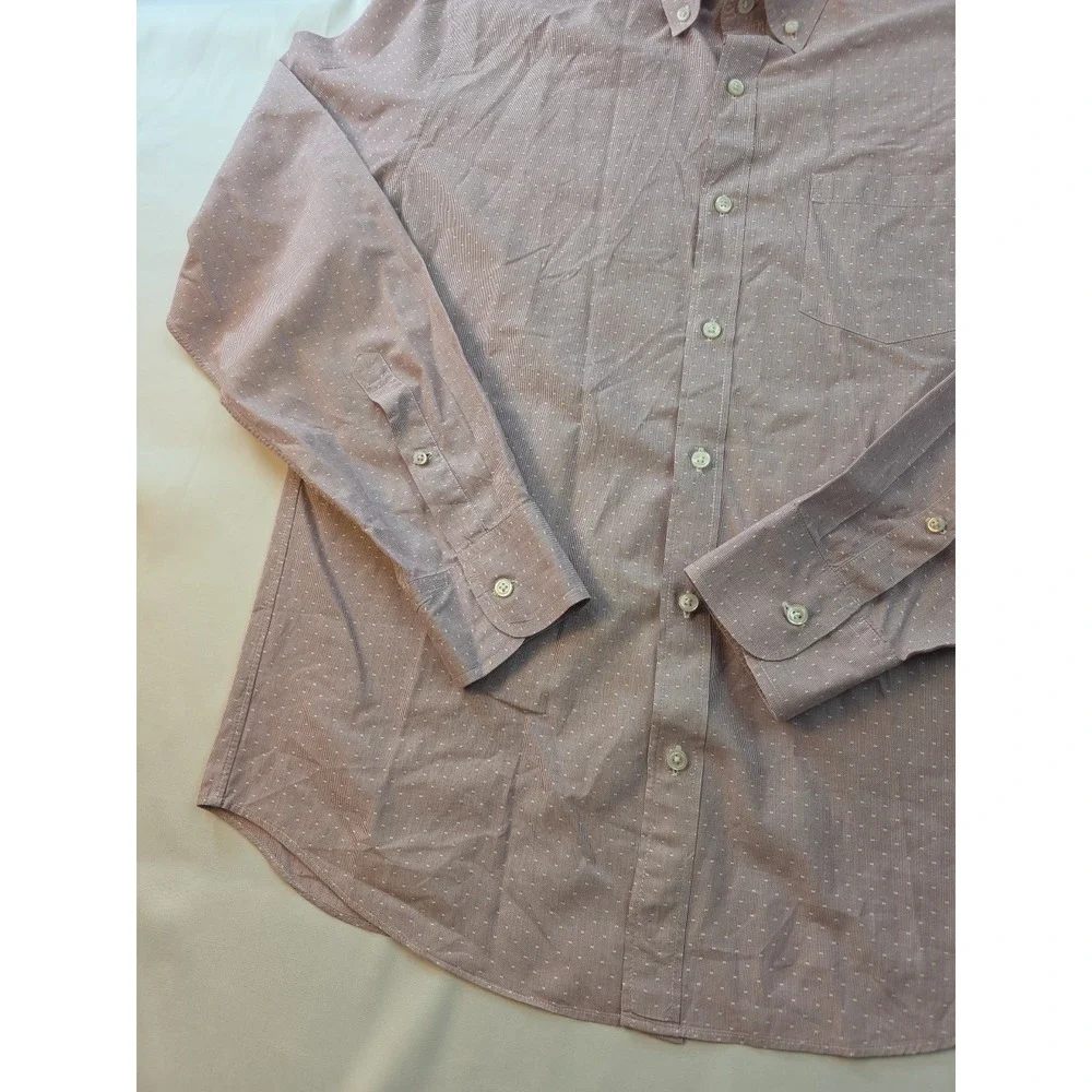 J. Crew Shirt Men's Large Slim Long Sleeve Pink Red Preppy 100% Cotton White Dot - Picture 7 of 16